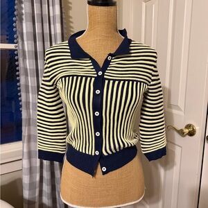 Striped Navy and Cream Women's Sweater